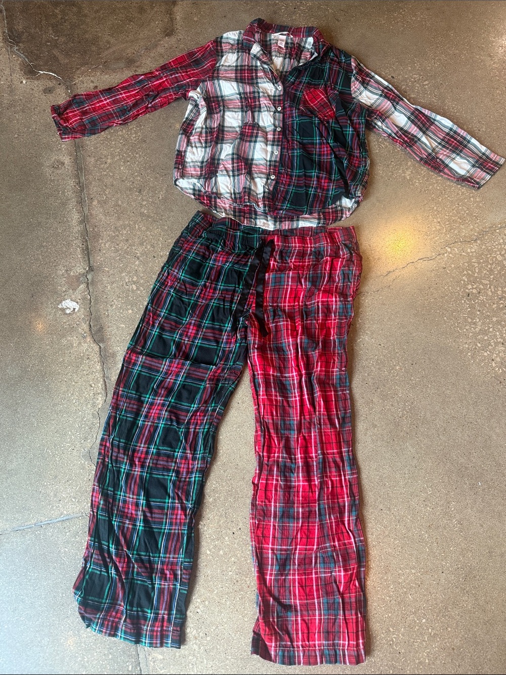 Victoria's Secret Red & Green Plaid Two-Piece Pajama Set
